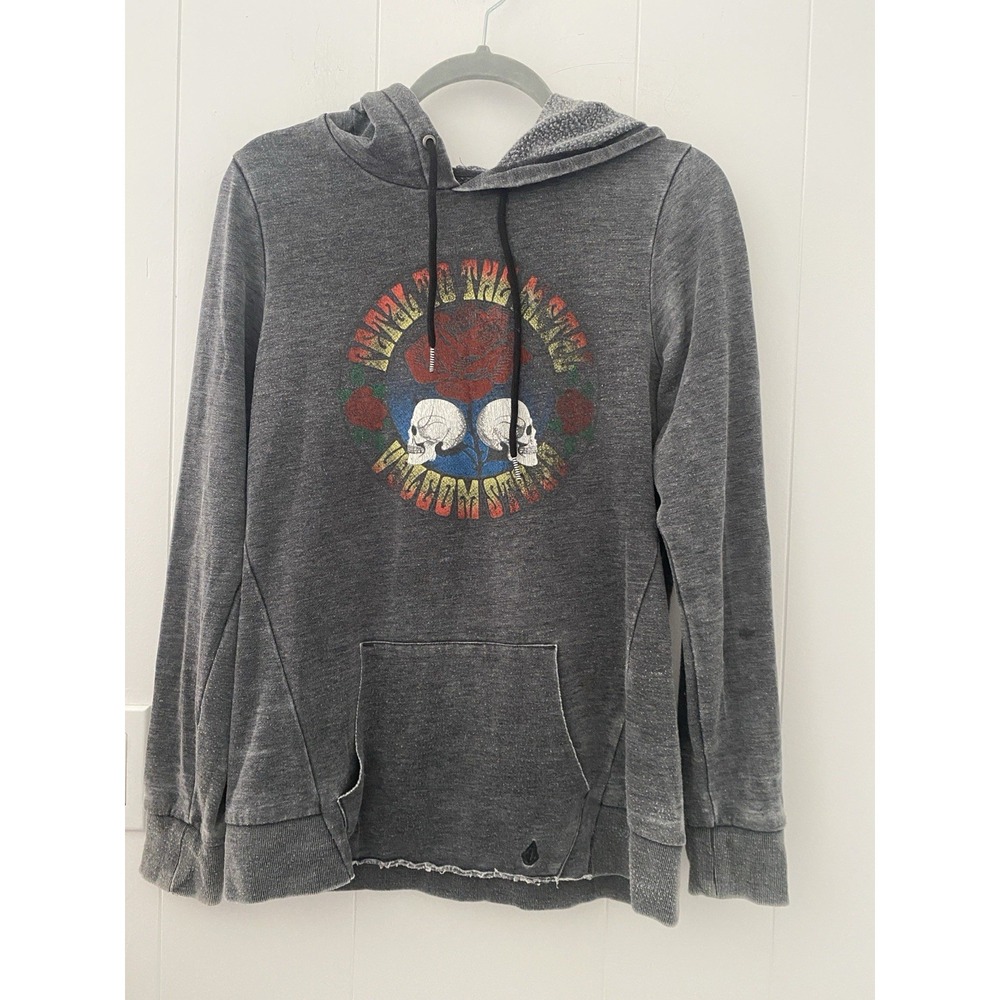Volcom Hoodie Skull Adult Small Gray Distressed Soft